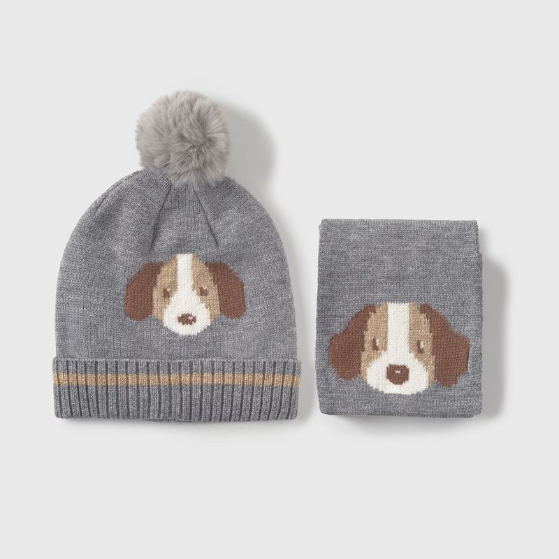 可愛いDOGのキャップ＆マフラーSet