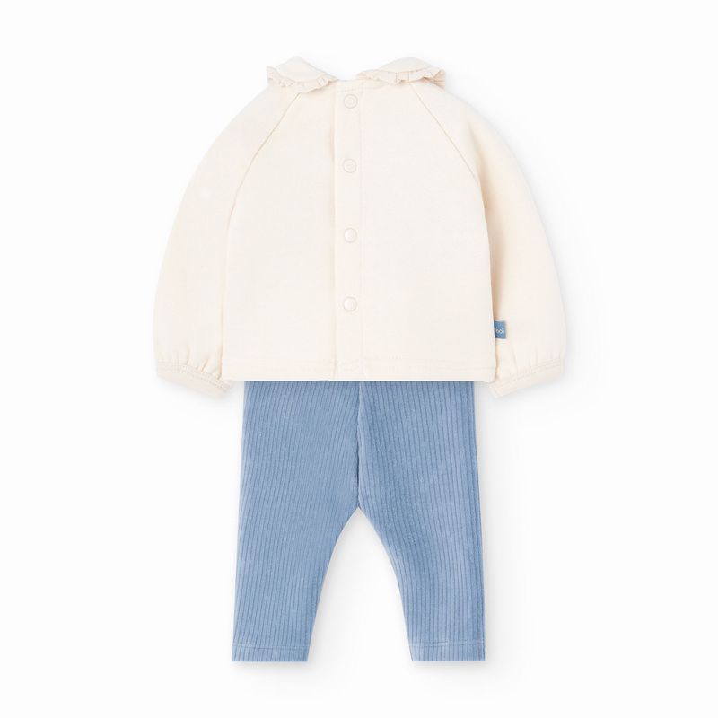 オレンジフラワーのスウェット＆コーデュロイパンツSet