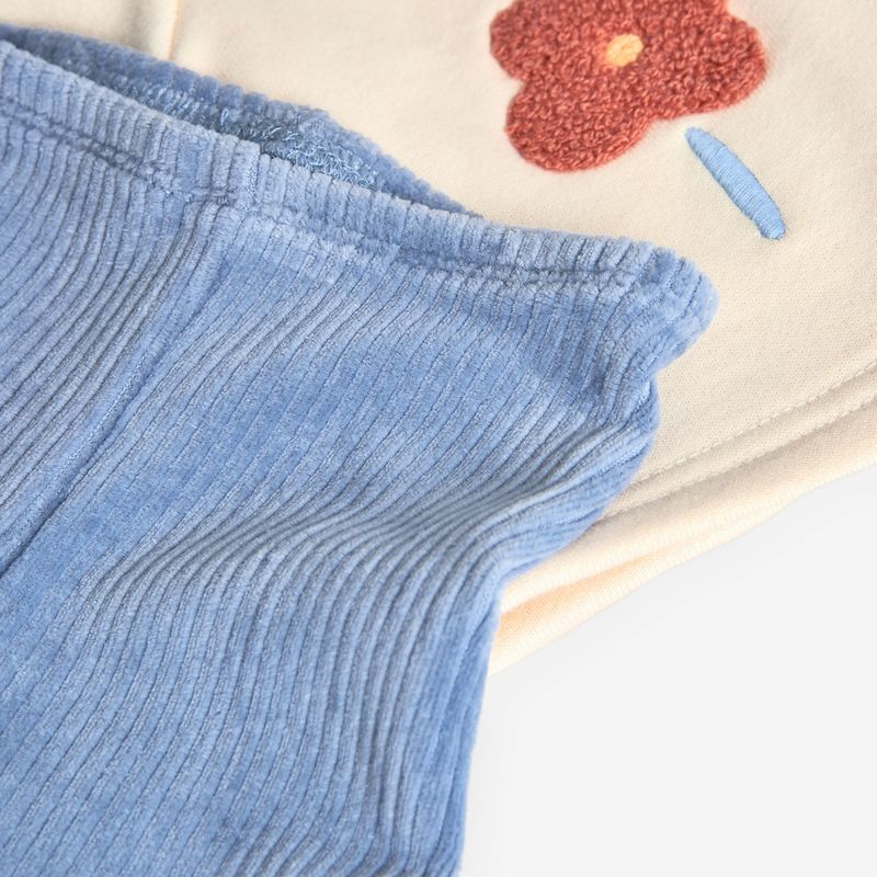 オレンジフラワーのスウェット＆コーデュロイパンツSet