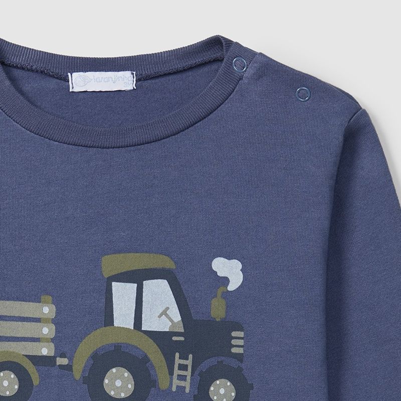 シックブルー・可愛いトラクターのＴシャツ