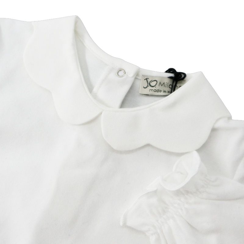 薄手上質ジャージー・スカラップカラーのポロブラウス