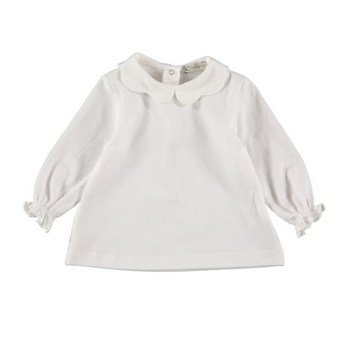 薄手上質ジャージー・スカラップカラーのポロブラウス