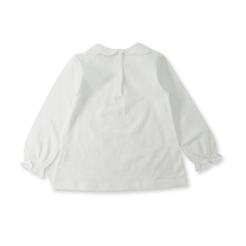 薄手上質ジャージー・スカラップカラーのポロブラウス