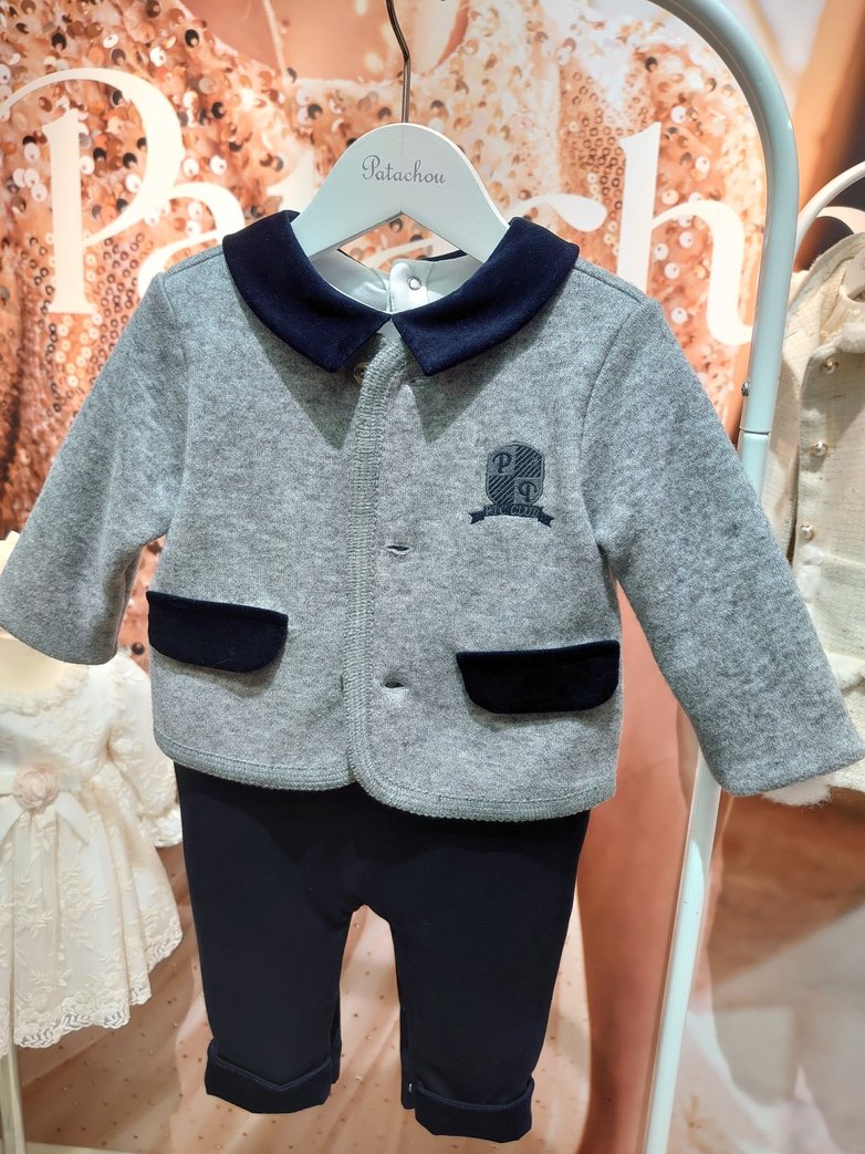 お洒落なグレージャケット風ロンパース