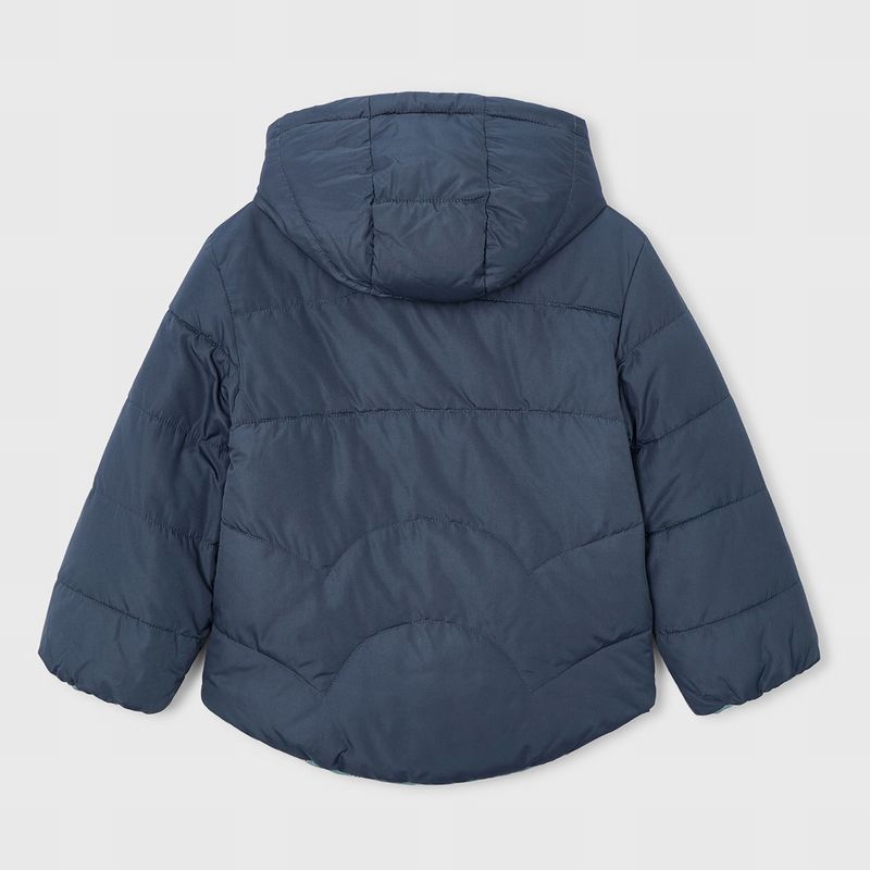 ネイビー＆ブルーフラワーのリバーシブル中綿入りコート