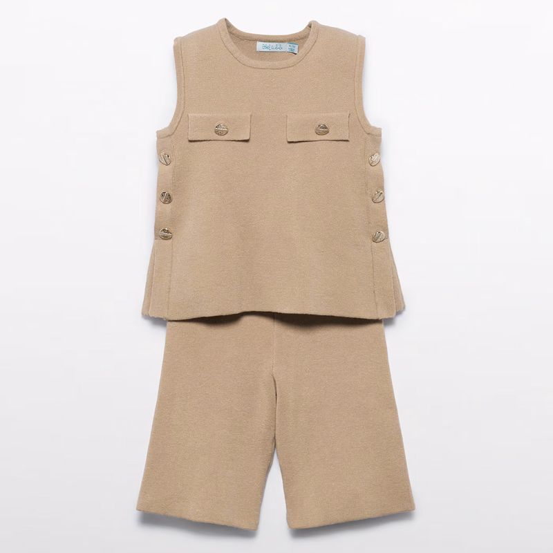 ベージュジャージーのベスト&パンツSet