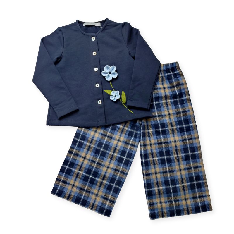 上質コットンジャージー・フラワーモチーフのスウェットカーディガン