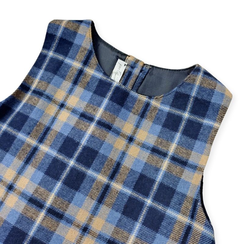 上質コットン・ブルー系チェックのジャンパースカート