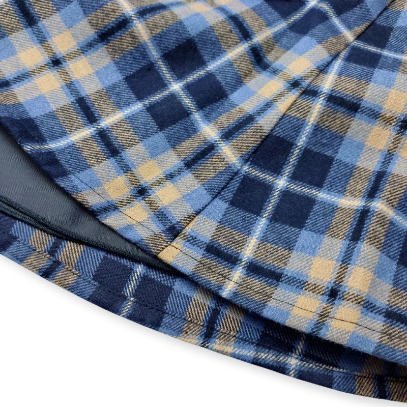 上質コットン・ブルー系チェックのジャンパースカート