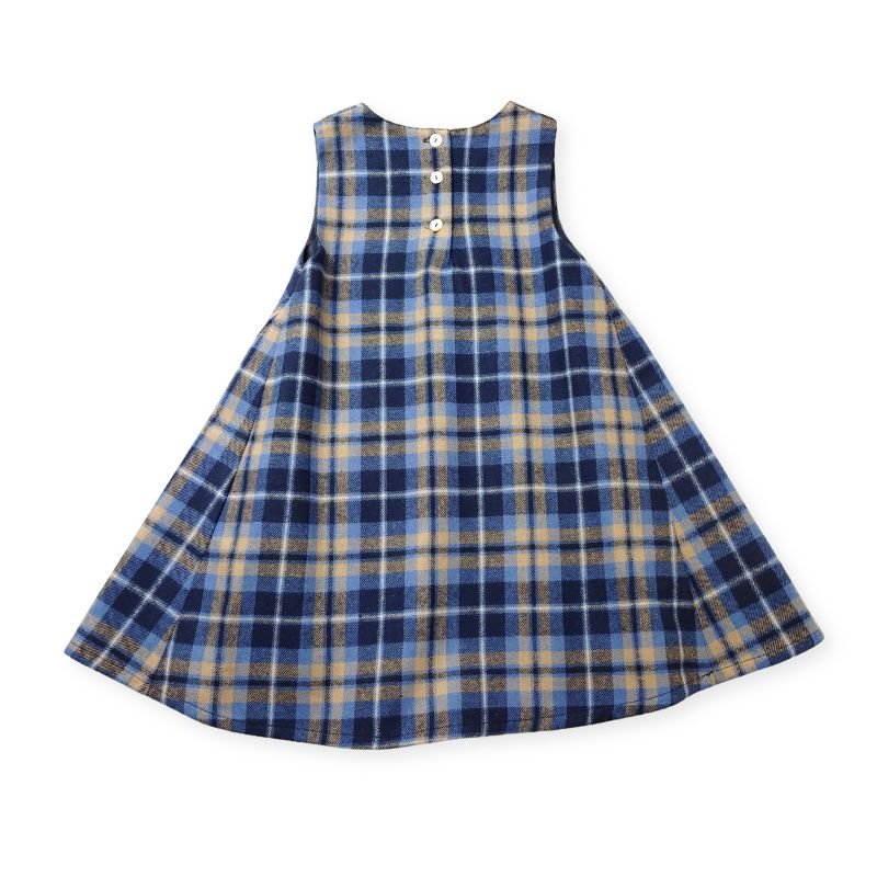 上質コットン・ブルー系チェックのジャンパースカート