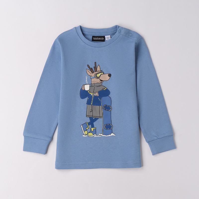 ウインターDEERのシックなブルーTシャツ
