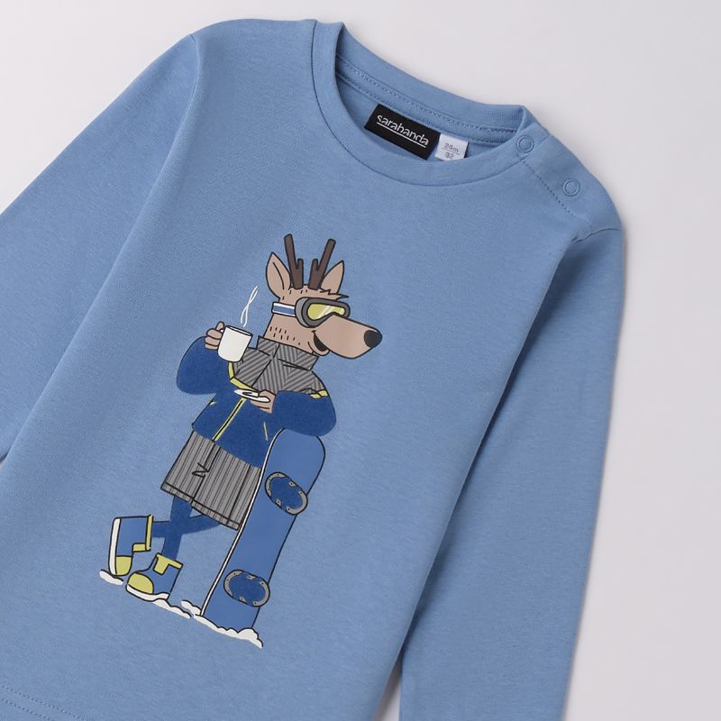 ウインターDEERのシックなブルーＴシャツ