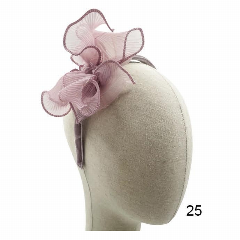 プリーツオーガンジーおリボンのカチューシャ