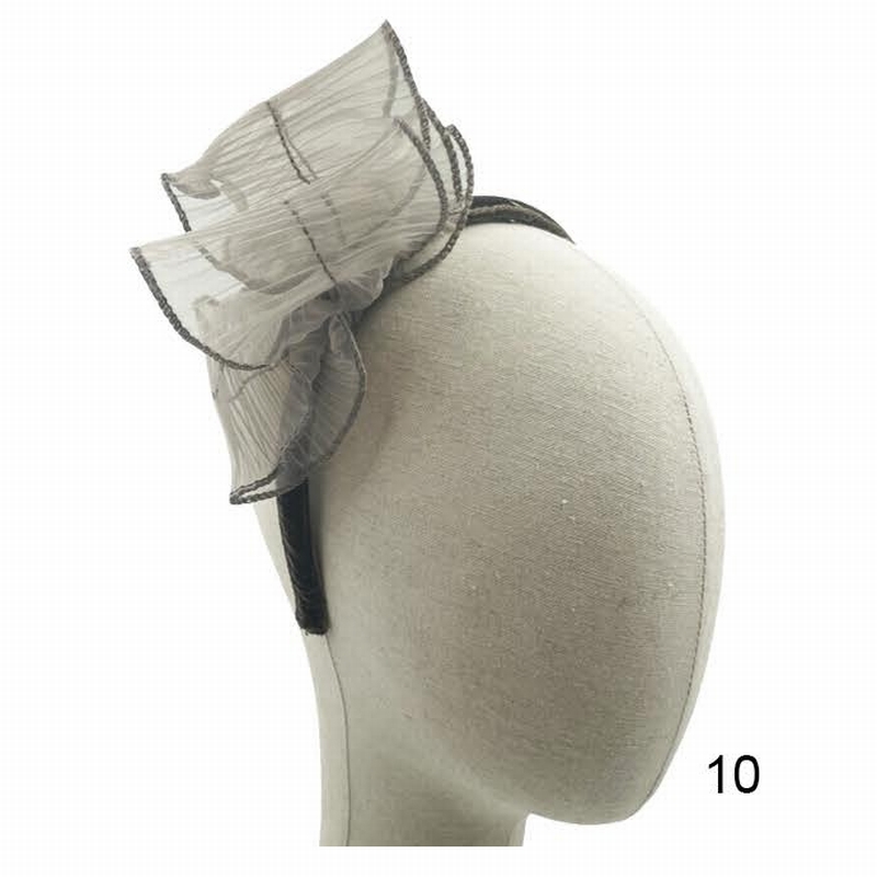 プリーツオーガンジーおリボンのカチューシャ