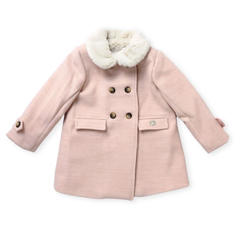 暖かいシックピンクのロングコート