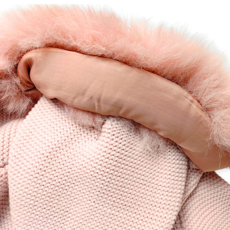 素敵なファー付きフードのニットコート/P