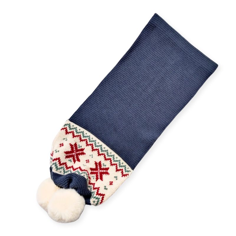 ポンポンの編み込みマフラー/N