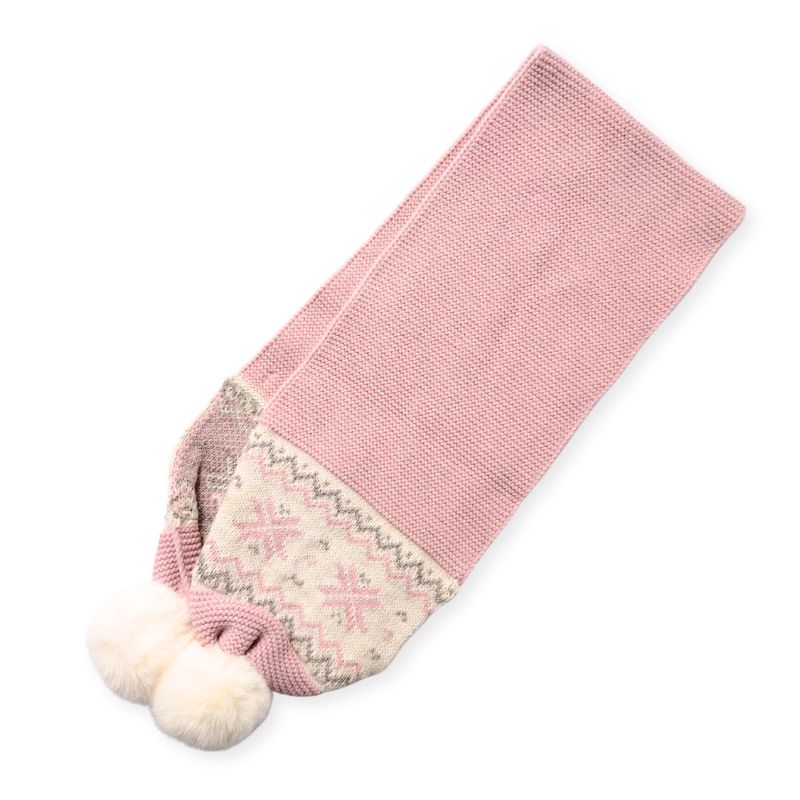 ポンポンの編み込みマフラー/P