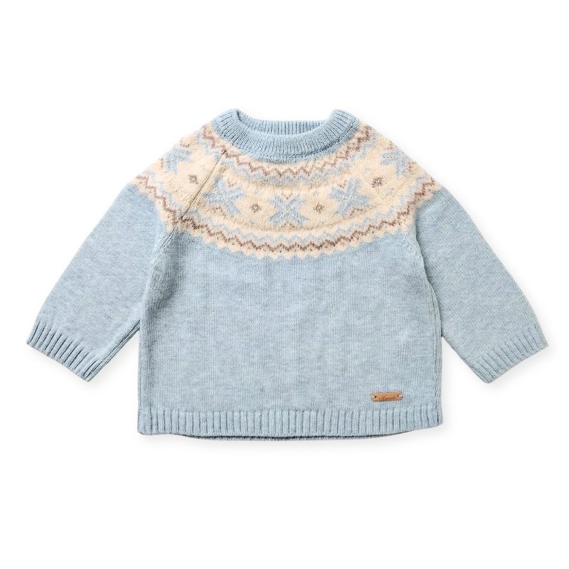 パステルカラー・ヨーク編み込みセーター/B