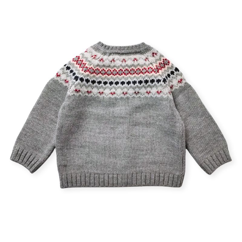 グレー・ヨーク編み込みカーディガン