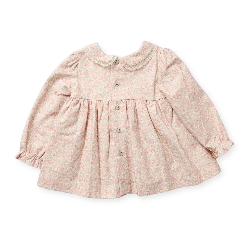 優しいピンクフラワーのスモッキングワンピース&ブルマ