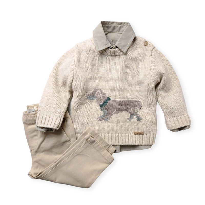 ショートカラーのグレーシャツ