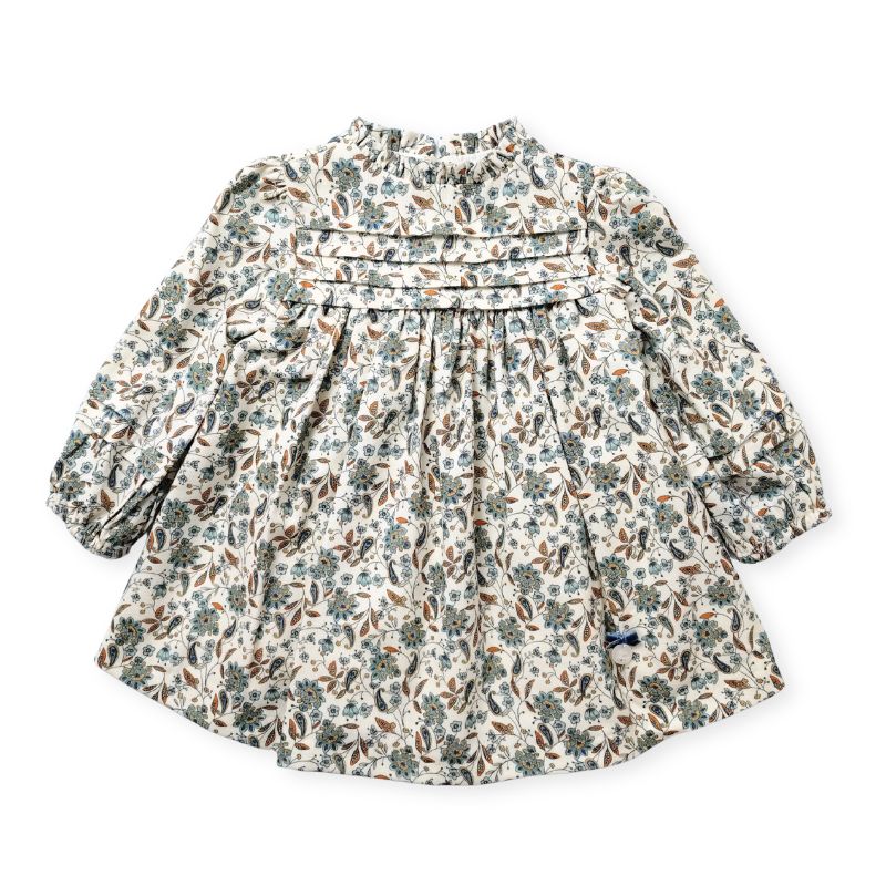 ペーズリーフラワーのタックワンピース