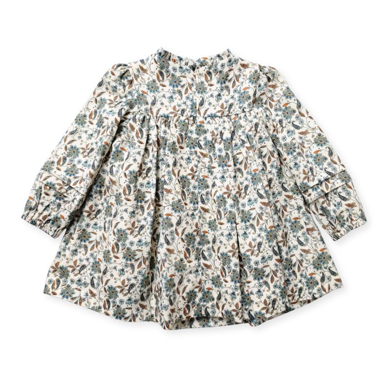 ペーズリーフラワーのタックワンピース