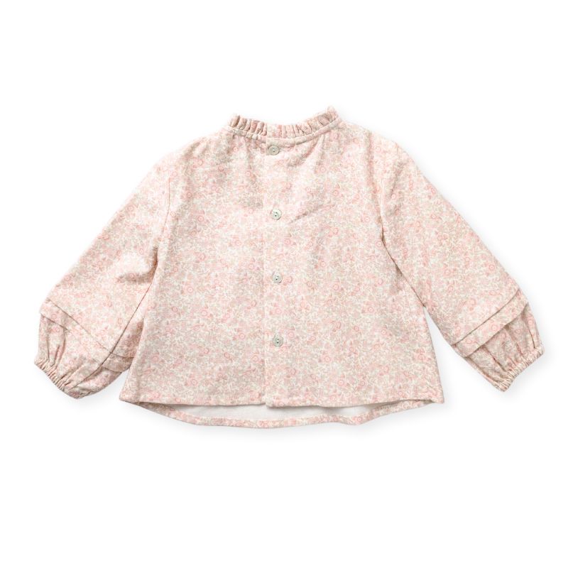 優しいピンクフラワーのタックチュニック