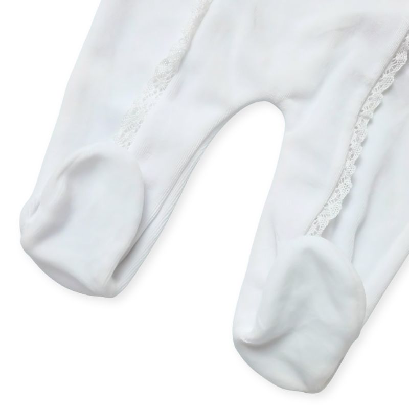 レース使いの足付きベロアロンパース/W