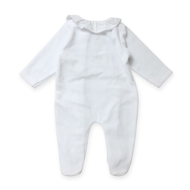 レース使いの足付きベロアロンパース/W