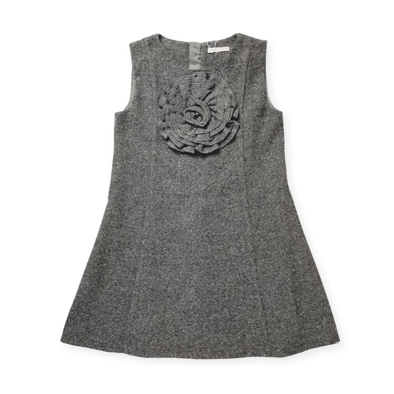 大きなフラワーモチーフ・ブラックツイードのジャンパースカート