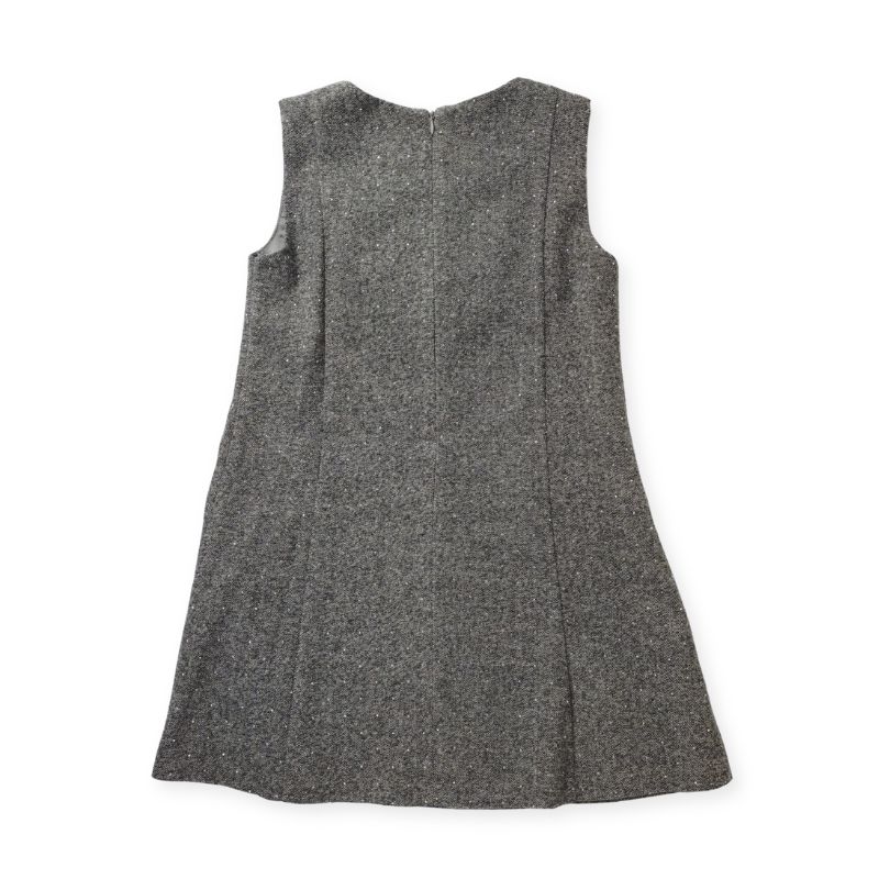 大きなフラワーモチーフ・ブラックツイードのジャンパースカート