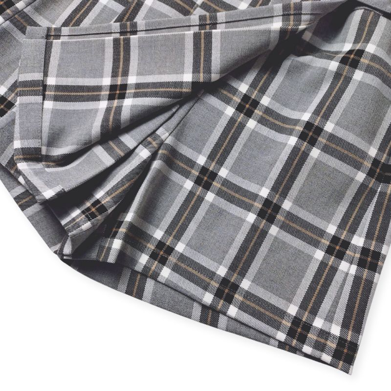 お洒落なグレーチェックの巻きスカート風キュロットパンツ