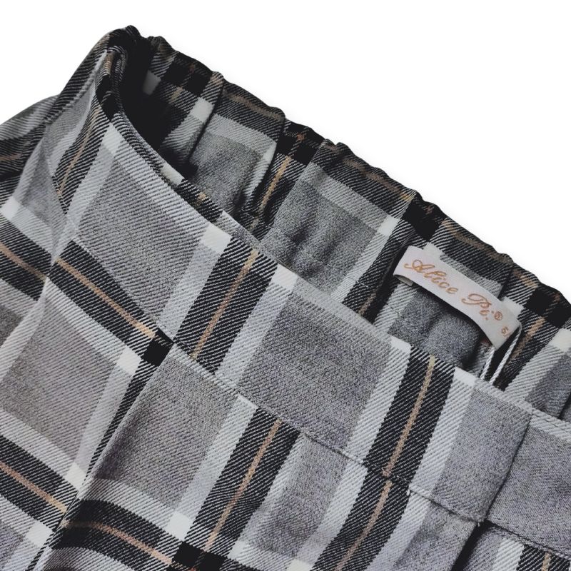 お洒落なグレーチェックの巻きスカート風キュロットパンツ