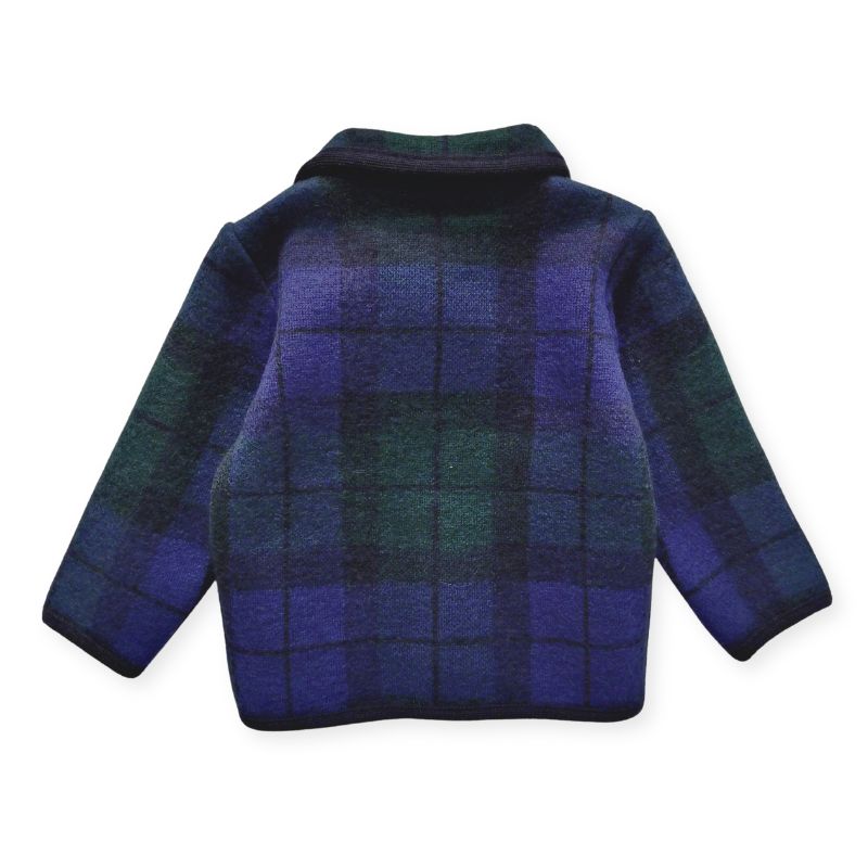 ネイビーチェック・ナチュラルウールのハーフコート