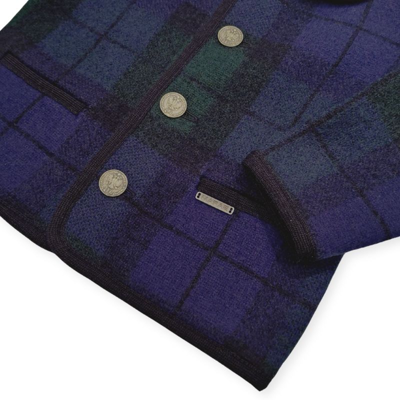 ネイビーチェック・ナチュラルウールのハーフコート