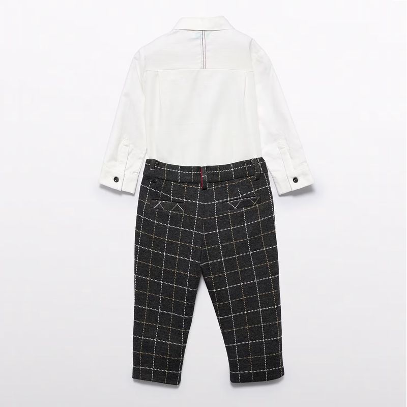 お洒落なグレージャージーの蝶ネクタイ付きシャツ＆パンツSet/L