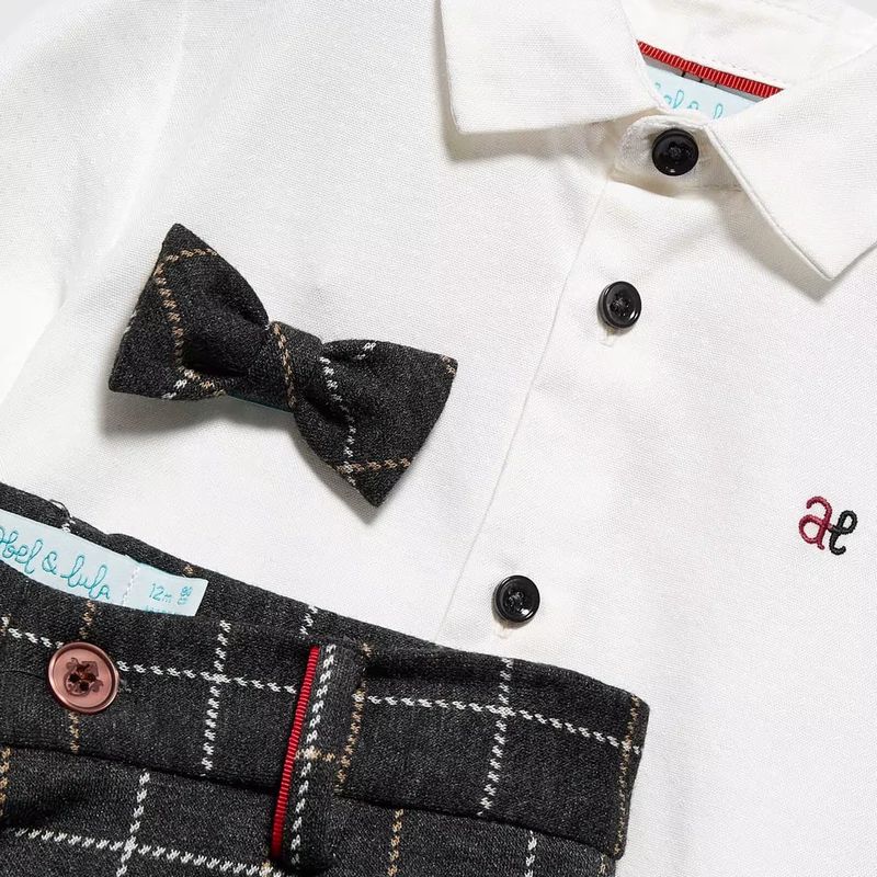 お洒落なグレージャージーの蝶ネクタイ付きシャツ＆パンツSet/L