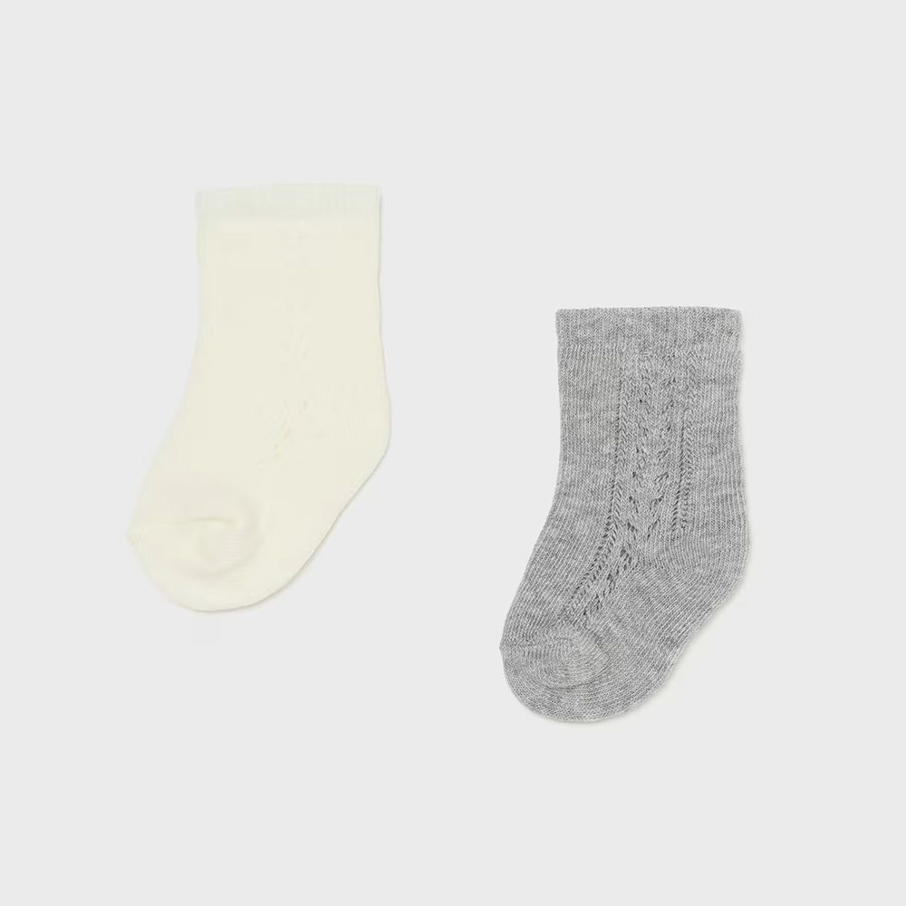 プレーンなソックスSet  (アイボリー＆グレー)